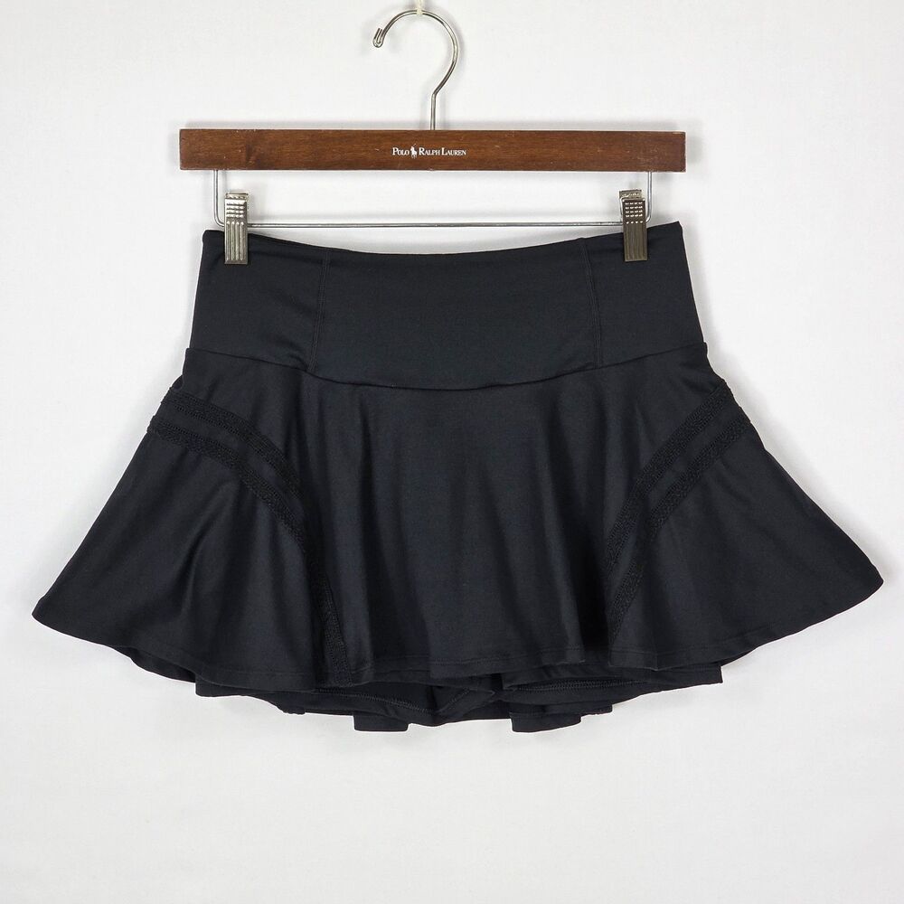 Free People Movement Pleats And Thank You Skort Medium Black Flowy Tennis Skirt